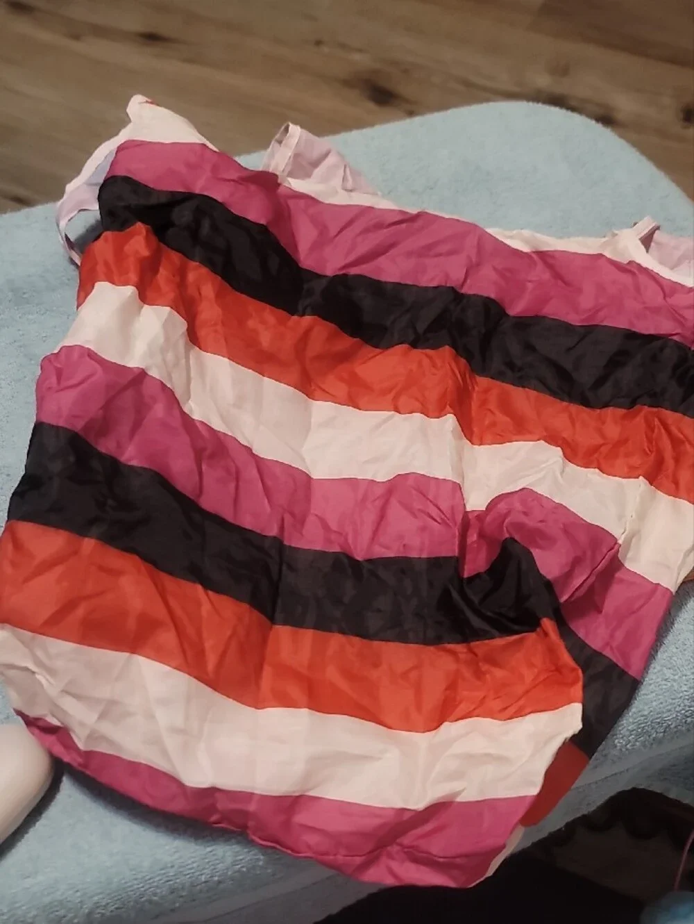 Bath & Body Works Pink, Orange & White Striped  Cosmetic Pouch And Carrying Bag